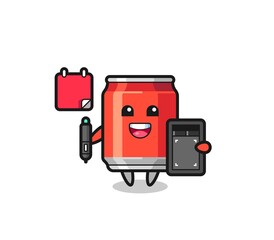 Illustration of drink can mascot as a graphic designer