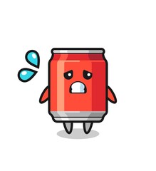 drink can mascot character with afraid gesture