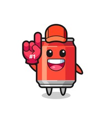 drink can illustration cartoon with number 1 fans glove