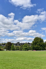 Fototapeta na wymiar park field with sky above