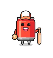 Obraz na płótnie Canvas Cartoon character of drink can as a baseball player