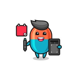 Illustration of capsule mascot as a graphic designer