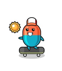 capsule character illustration ride a skateboard