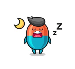 capsule character illustration sleeping at night