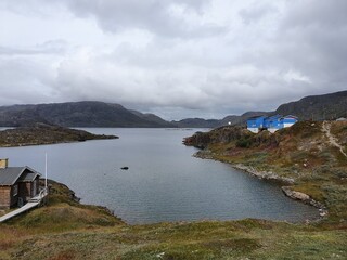 Lake Tasersuaq on the city limits of Qaqortog, Iceland