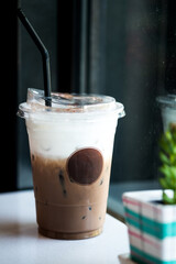 Ice Mocha coffee with empty label for your insert logo.