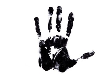 Black Handprint of person on a white background