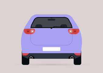 A rear view of a SUV car, an isolated cartoon vehicle, no people