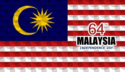 Vector Illustration, Malaysia Independence Day greeting card with abstract 3d Malaysia flag concept, 31 August.