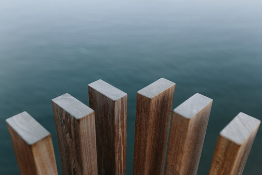 Wooden planks near lake at daytime