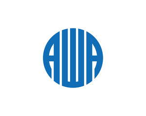AWA initial circle icon design logo element template - obrazy, fototapety, plakaty