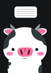 Notebook cover Composition book template Cover  Cow