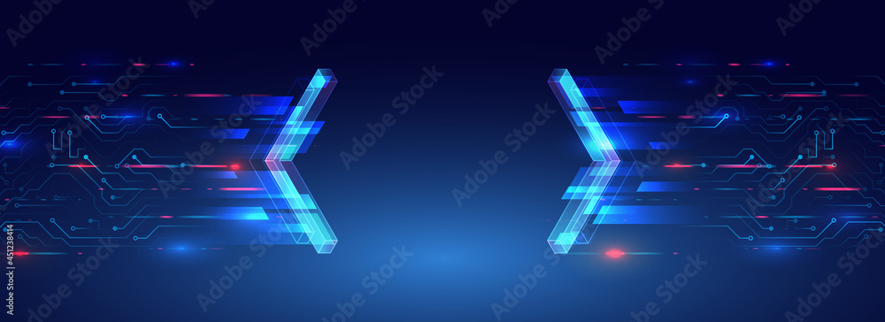 Leinwandbilder blue background from futuristic elements and arrows. abstract technologies for internet and presenta
