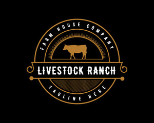 Texas Longhorn  Animal luxury vintage Logo Flat Design buffalo silhouette  animal Farm business