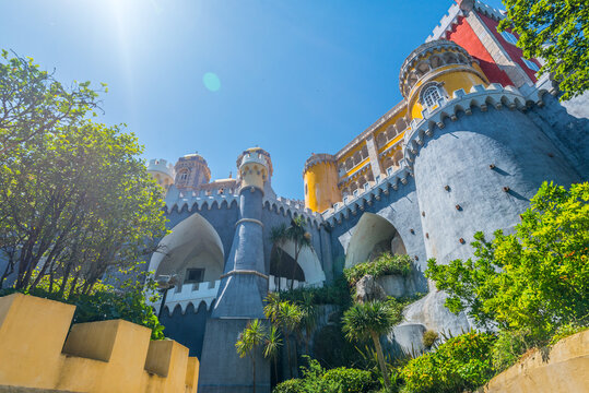 Sintra, Portugal - July 23 2016:  Parque e Pal&aacute;cio Nacional da Pena