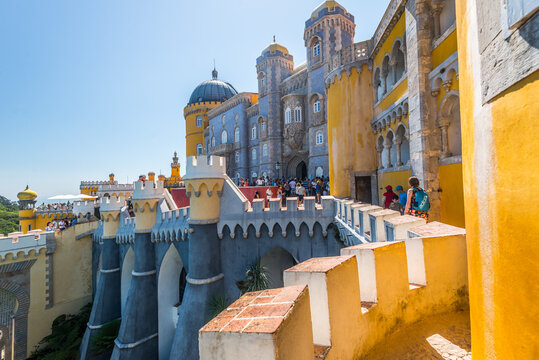 Sintra, Portugal - July 23 2016:  Parque e Pal&aacute;cio Nacional da Pena