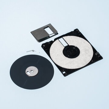 Details of retro diskette on table