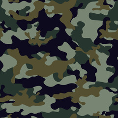 Fototapeta premium Green camo military vector illustration, pattern repeat. print for hunting.