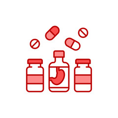 Pharmaceutical product color line icon. Digestive tract diseases.