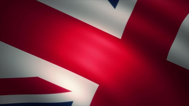 Flag of the United Kingdom (Union Jack) Waving in the Wind (Close-up, Panning)
