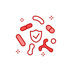 Human healthy intestinal microflora color line icon.
