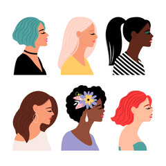 Young girl side heads