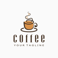 coffee logo design template. line art style logo. coffee icon illustration vector