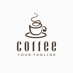 coffee logo design template. line art style logo. coffee icon illustration vector