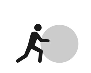 Man rolling stone icon. Clipart image isolated on white background