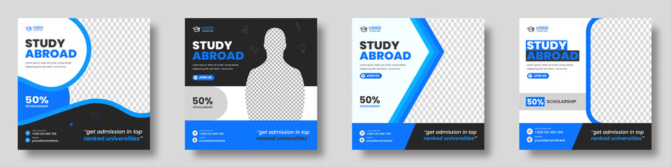 Study abroad modern social media post  banner template