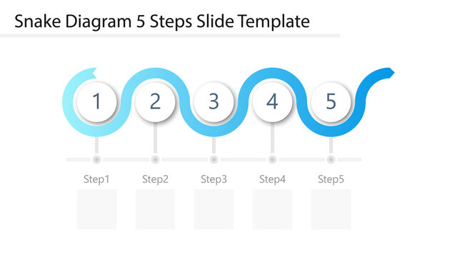 Snake Diagram 5 Steps Slide Template. Clipart image