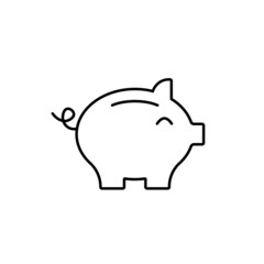 Piggy bank line icon. Clipart image isolated on white background