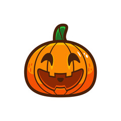 halloween pumpkin isolated on white background with smile face