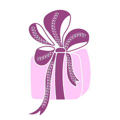 Gift box with bow and ribbon. Holiday celebration concept. Hand drawn vector illustration