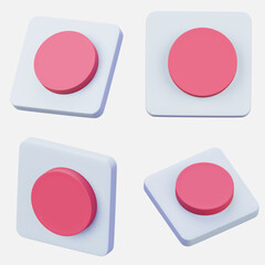 Set of  3D rendering record icon interface symbol isolated on white background.  Video or music player apps element. 