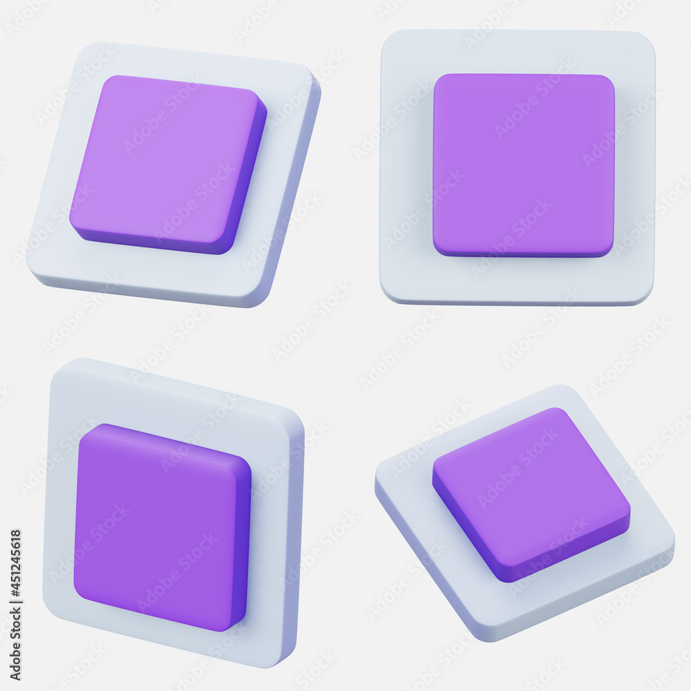Aufkleber set of 3d rendering stop icon interface symbol isolated on white background. video or music player a