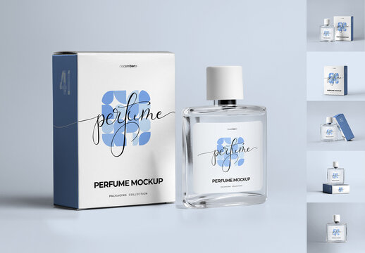 6 Mockup Boxes and Perfume Bottles