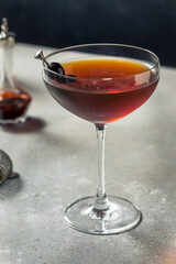 Boozy Refreshing Black Manhattan Cocktail