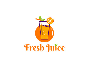 Fresh orange juice logo illustration