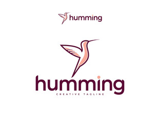 Elegant and clean humming bird logo design