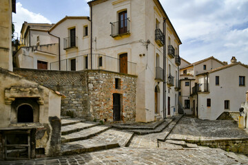 Fototapeta na wymiar A street in the historic center of Aliano, a old town in the Basilicata region, Italy.