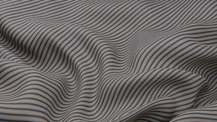 Abstract creased ripple stripes luxury soft and  smooth fabric cloth 3D render illustration