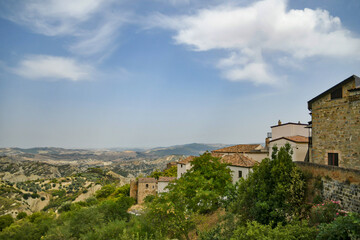 Fototapeta na wymiar Panoramic view of Aliano, a old town in the Basilicata region, Italy. 