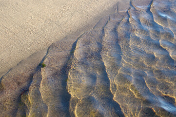 waves on sandy beach with copy space