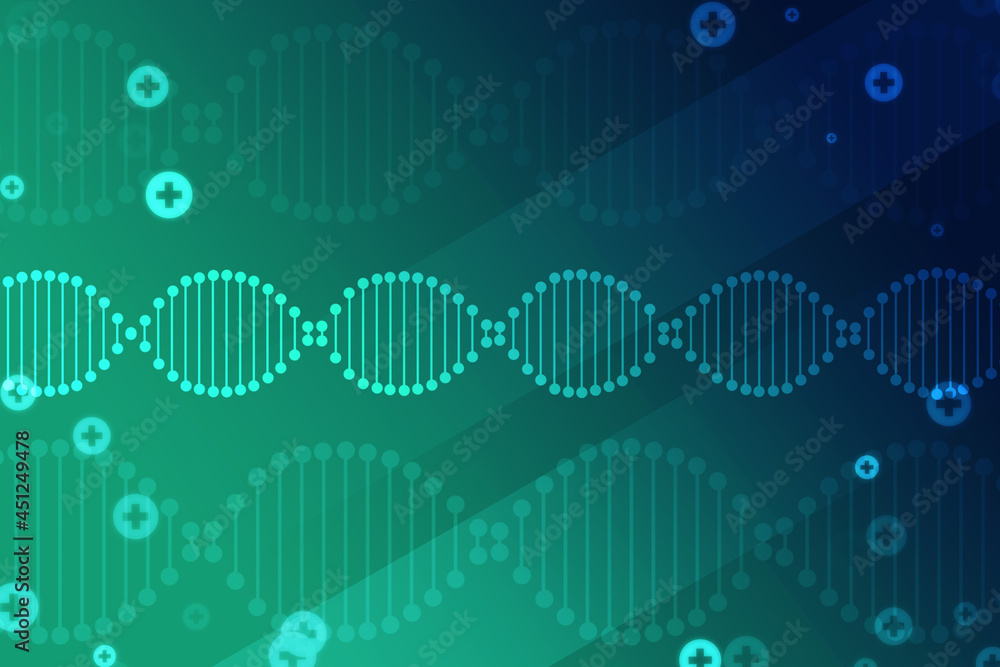 Poster 2d render of dna structure, abstract background