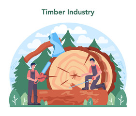 Timber industry and wood production concept. Logging