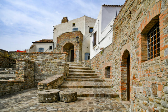A street in the historic center of Aliano, a old town in the Basilicata region, Italy.