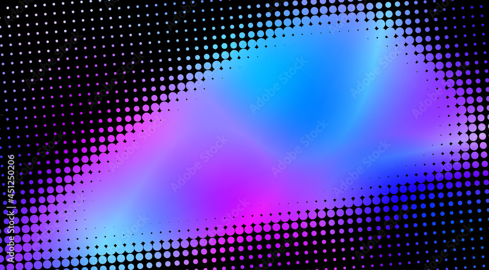Poster black dotted frame with multicolored radiant gradient neon glow