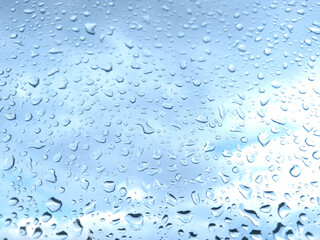 Natural water drops on glass