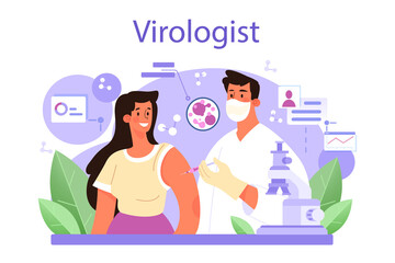 Virologist concept. Scientist studies viruses and bacteria in a laboratory